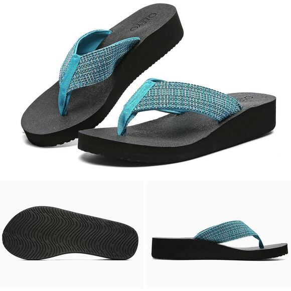 Wedge Sandals with Stylish Straps for Women Dressy Comfortable Lake Blue - Picture 2 of 5